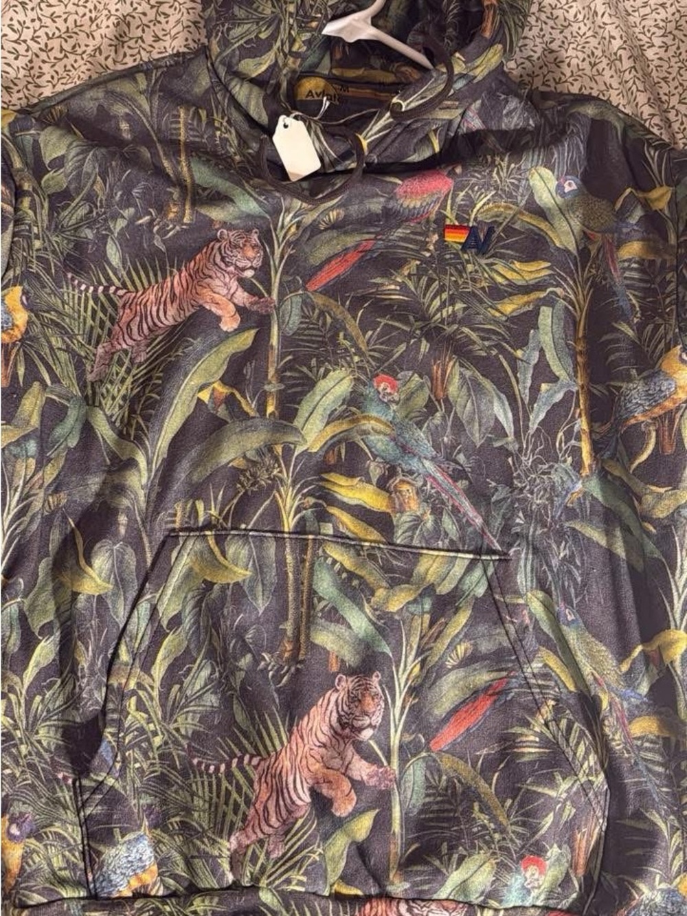 Aviator Nation Jungle Tiger & Parrot Printed Hoodie